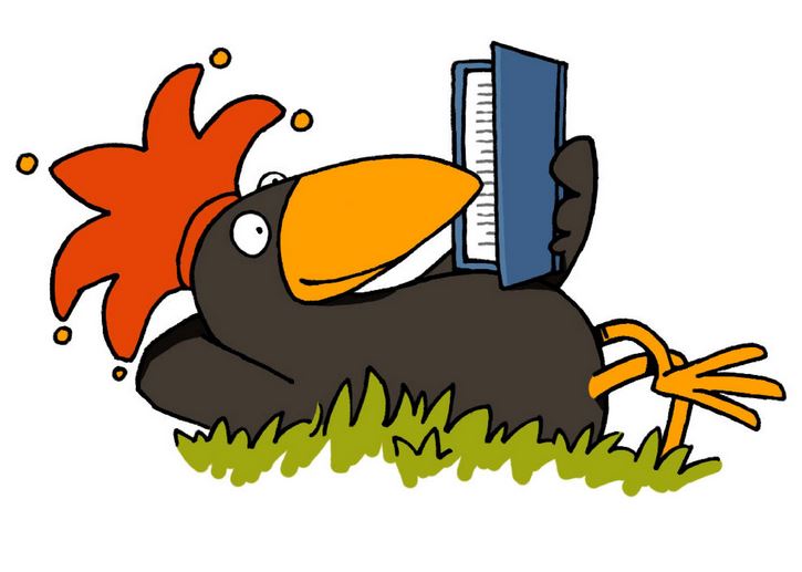 Maskottchen des Antolin Projekts, der Rabe