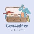Logo Geschichten aus dem Koffer: Drache, Teddybär und Pippi Langstrumpf schauen aus Koffer